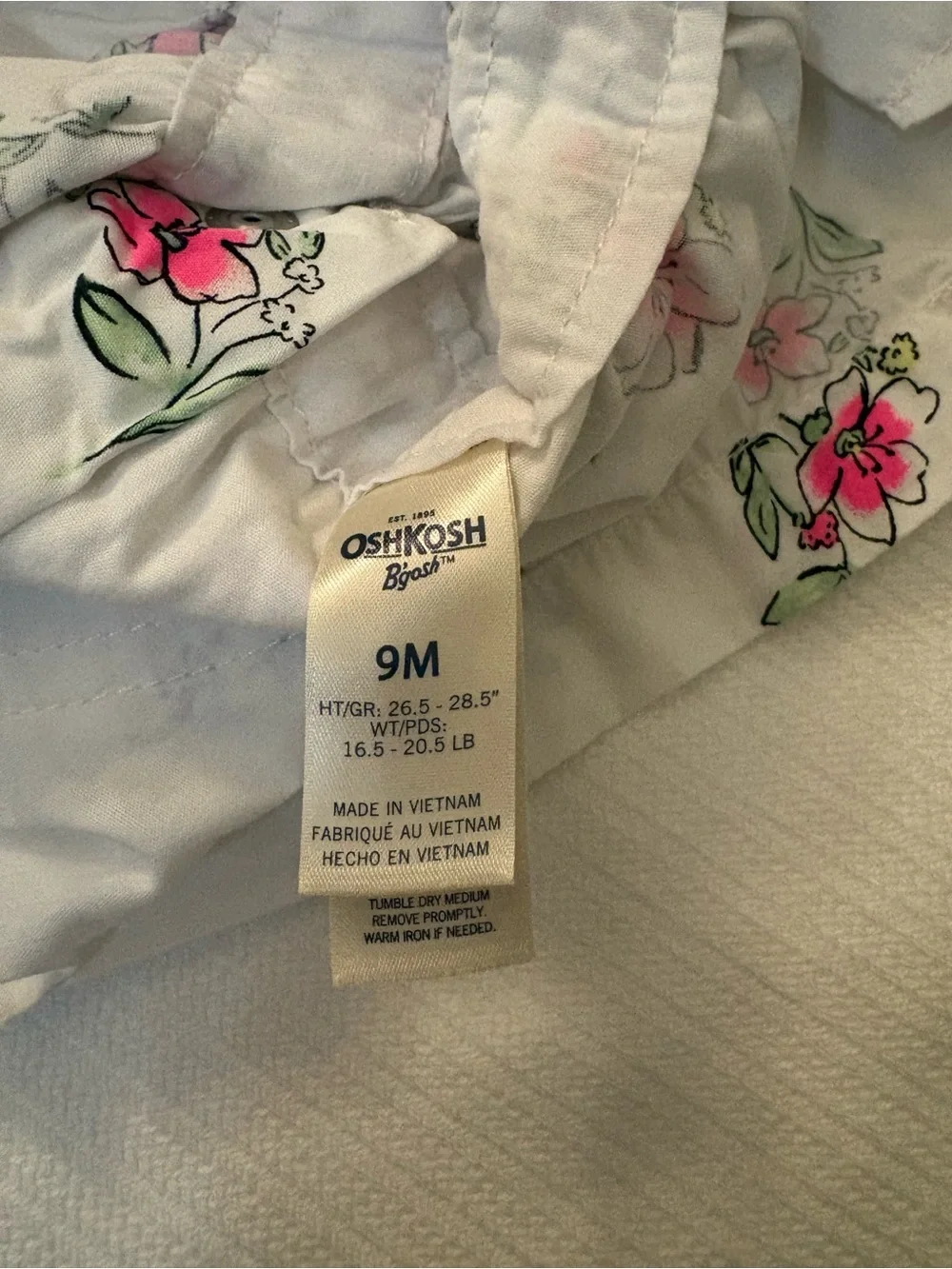 OshKosh B'gosh White Floral Pink Overall Dress